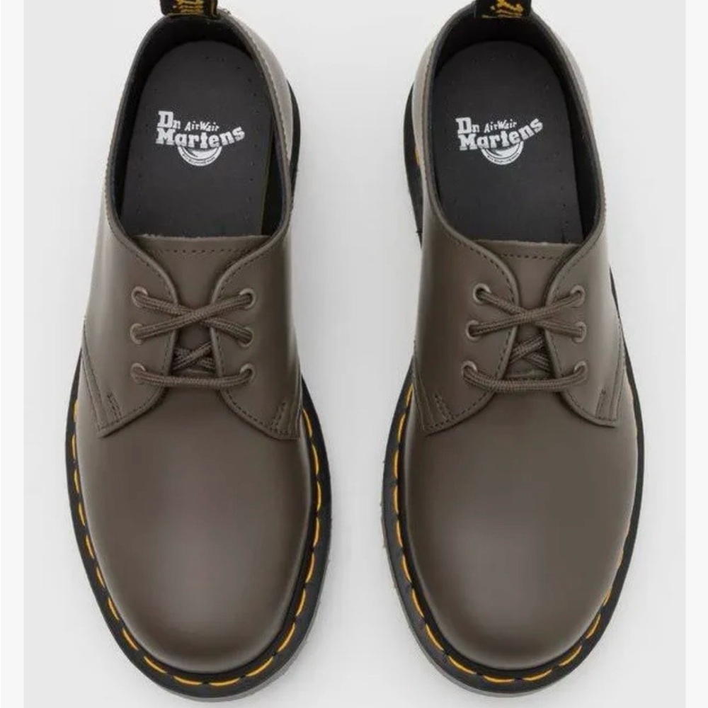 Dr. Martens Women's 1461 Iced Smooth Leather Oxford Shoes in Khaki Grey - Picture 2 of 9